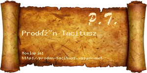 Prodán Tacitusz névjegykártya